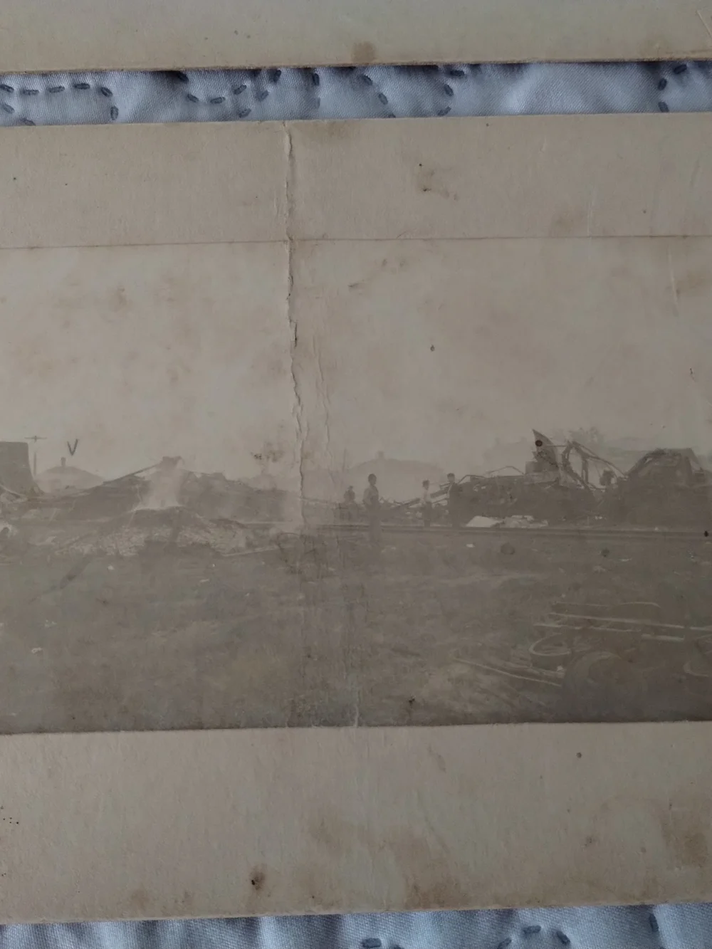 2 Vintage Sepia Train Wreck Wall Art - Neutral Toned Historical Photo